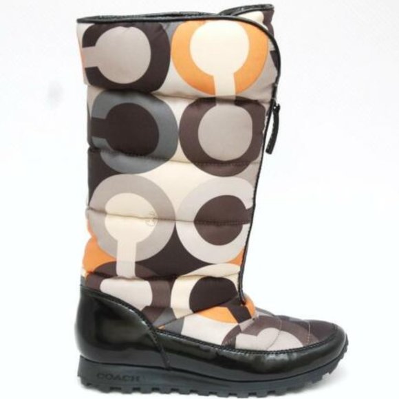 Coach Optic JOLT Art Nylon/Patent Leather Boot 5.5 - Picture 2 of 11